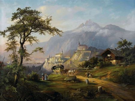 Idyllische Landschaft mit Blick auf Chur