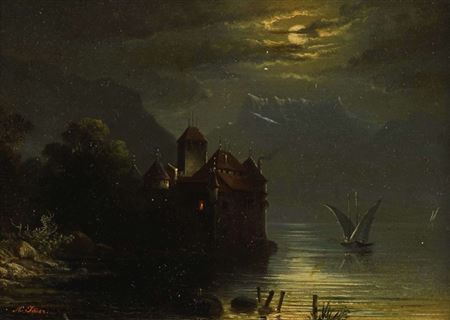 Château Chillon et Dents du Midi au clair de lune by Edouard Auguste Imer - Auction record, sale price, and art valuation. Compare with similar artists and explore comparable artworks.