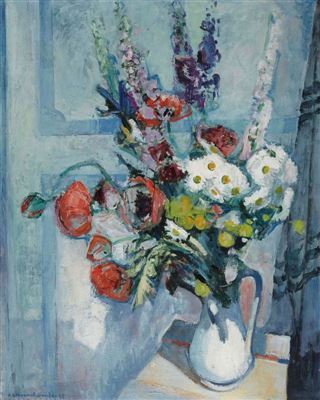 "Stilleben mit Mohn und Rittersporn"
