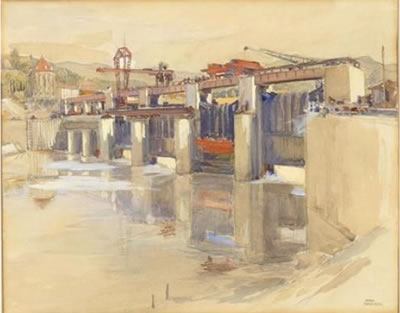 Bau des Donaukraftwerks by Ferdinand Pamberger - Auction record, sale price, and art valuation. Compare with similar artists and explore comparable artworks.