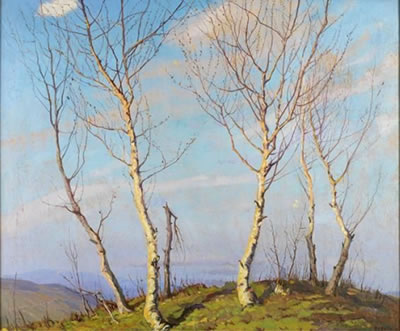 Berglandschaft mit Birkengruppe