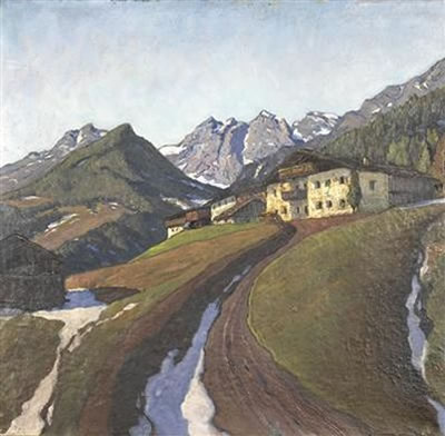 Tiroler Berglandschaft mit Gutshof
