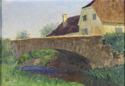 Landschaft mit Bogenbrücke