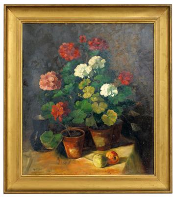 Stillleben mit Pelargonienstöcken