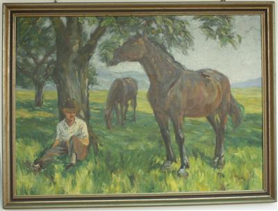 "Weite Landschaft mit zwei Pferden"