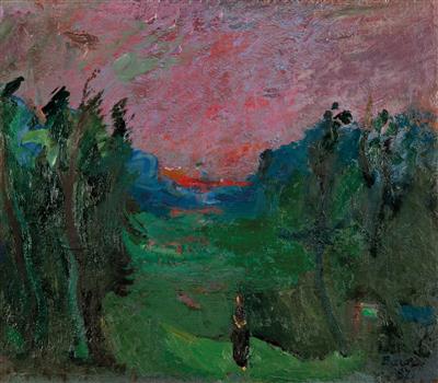 Abendlandschaft by Karl Bauer - Auction record, sale price, and art valuation. Compare with similar artists and explore comparable artworks.