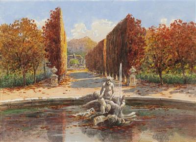 "Schlosspark Schönbrunn mit Blick auf die römische Ruine"