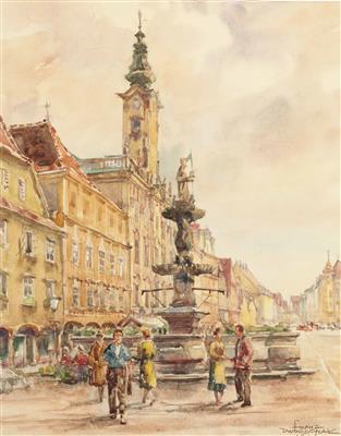 "Steyr Stadtplatz" by Franz Dworschak - Auction record, sale price, and art valuation. Compare with similar artists and explore comparable artworks.