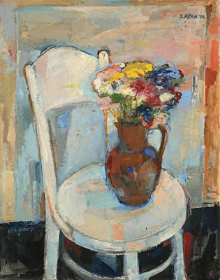 A Still Life with a Chair and a Bouquet by Josef Peca - Auction record, sale price, and art valuation. Compare with similar artists and explore comparable artworks.