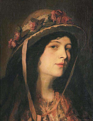 A Girl Wearing a Hat with Flowers