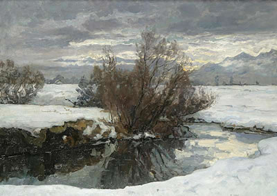 A Winter Landscape with a Pond