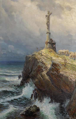 At a Wayside Devotional Pillar by Adolf Liebscher - Auction record, sale price, and art valuation. Compare with similar artists and explore comparable artworks.