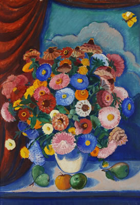 A Still Life with a Bouquet and Fruit