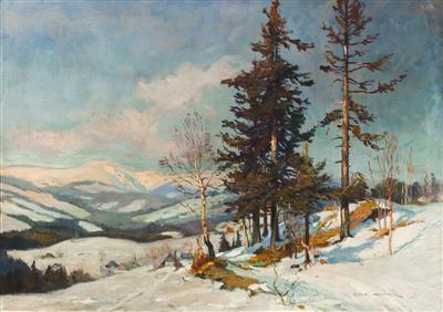 View of Mount Snežka in Winter