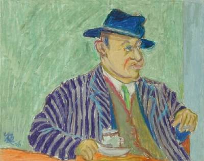Seated Man at Cafe Table