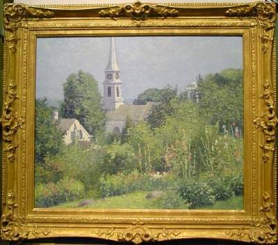 Hollyhocks Garden, Mystic, Connecticut by Joseph Enneking - Auction record, sale price, and art valuation. Compare with similar artists and explore comparable artworks.