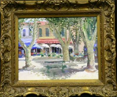Park Bench and Cafe