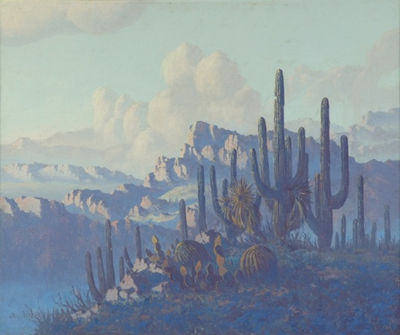 Cactus and Cliffs by Jack Van Ryder - Auction record, sale price, and art valuation. Compare with similar artists and explore comparable artworks.