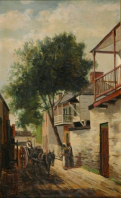 In Hospital Street, St. Augstine by Frank Henry Shapleigh - Auction record, sale price, and art valuation. Compare with similar artists and explore comparable artworks.