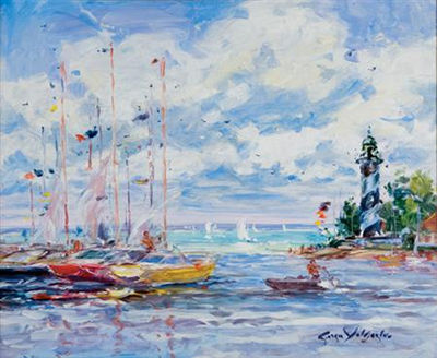 Sample artwork by Georges Yoldjoglou (Born 1933), known for post impressionist cityscape landscape painting - View similar artists and auction records