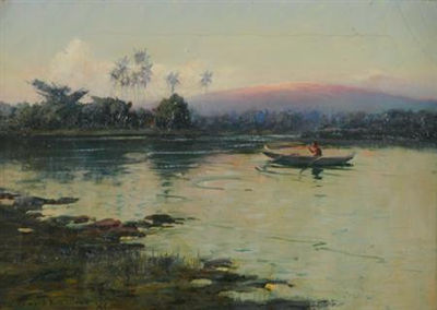 Sunrise Glow on Mount Loa from Waialua River, Hilo