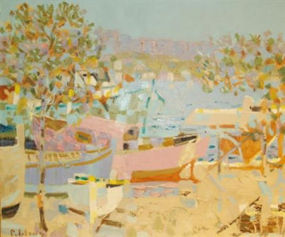 Sample artwork by Pierre Emile Lelong (1908 - 1984), known for impressionist figure, beach scene and marine painting, book illustration - View similar artists and auction records