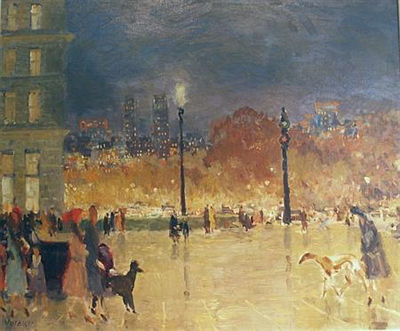 City Street at Night (Possibly New York)