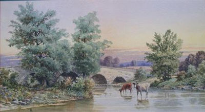 Landscape with Cows and Bridge