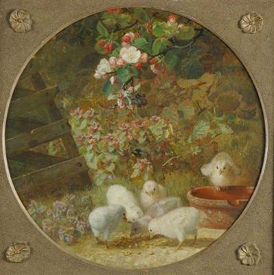Spring from a Series of the Four Seasons, 1883 (Chicks with Apple Blossoms and Bumblebees) by Eloise Harriet Stannard - Auction record, sale price, and art valuation. Compare with similar artists and explore comparable artworks.