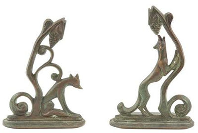 THE FOX AND THE GRAPES: PAIR OF BOOKENDS