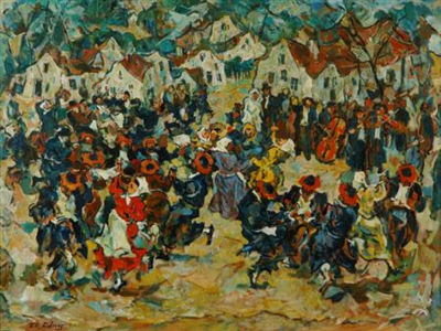 Village Celebration by Tully Filmus - Auction record, sale price, and art valuation. Compare with similar artists and explore comparable artworks.