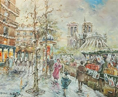 Notre Dame, Bouquinistes, Neige