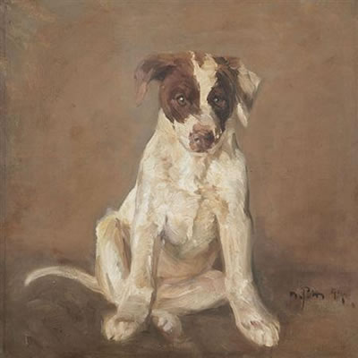 SEATED POINTER PUP