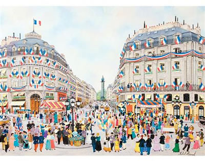 La Fete du 14 Juillet - Place de L'Opera, Rue de la Paix