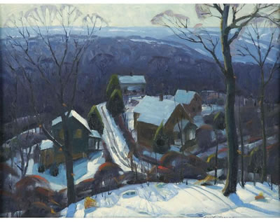 Houses covered in snow