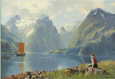 Girl Looking Out at a Fjord