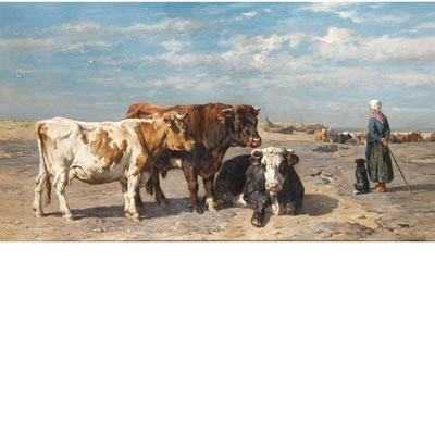 Herdswoman with Cows by the Sea
