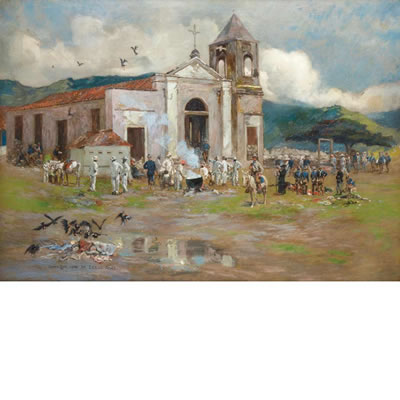 At the Church of San Luis after the firing ceased at the Battle of El Caney, July 1, 1898