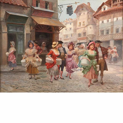 Couples on a Street by Alfonso Alonso Perez - Auction record, sale price, and art valuation. Compare with similar artists and explore comparable artworks.