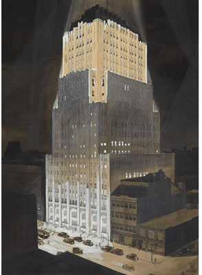 Skyscraper, circa 1930 by Lawrence Edwin Blazey - Auction record, sale price, and art valuation. Compare with similar artists and explore comparable artworks.