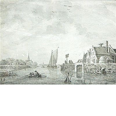 Boats in an Estuary with a City in the Distance