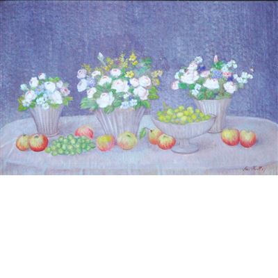 Still Life with Flowers and Fruit on a Tabletop