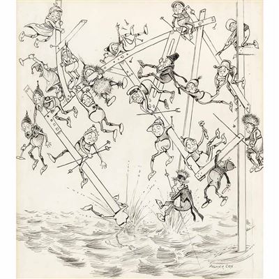 The Brownie Disaster by Palmer Cox - Auction record, sale price, and art valuation. Compare with similar artists and explore comparable artworks.