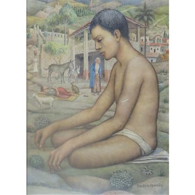 Boy Seated in a Mexican Village