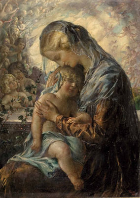 "Madonna mit Kind, umgeben von Puttenreigen"