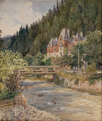 "Kaiserliches Jagdschloss in Mürzsteg" by Rudolf Bernt - Auction record, sale price, and art valuation. Compare with similar artists and explore comparable artworks.