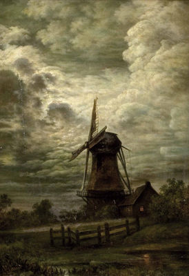 "Windmühle im Mondschein"