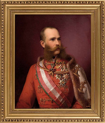 "Brustbild von Kaiser Franz Josef in ungarischem Königsornat im Jahr 1867"