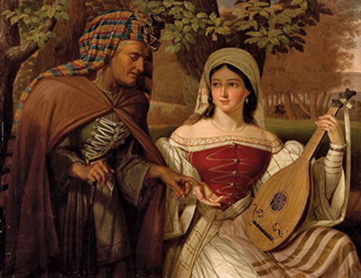 Handleserin und vornehme junge Italienerin mit Laute in Landschaft by Leopold Kupelwieser - Auction record, sale price, and art valuation. Compare with similar artists and explore comparable artworks.