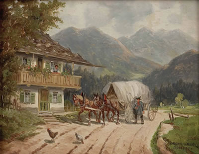 Sample artwork by Karl Rohrhirsch (1875 - 1954), known for rural genre, landscape painting - View similar artists and auction records